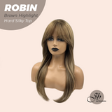 JBEXTENSION 22 Inches Scalpiana Brown With Highlight Wolf Cut 3.5X4 Hard Silky Top Natural Scalp Effect Wig ROBIN BROWN HIGHLIGHT