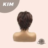 JBEXTENSION Pixie Cut Brown Half Real Human Hair Half Futura Fiber Fashion Wig KIM