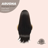 JBEXTENSION 28 Inches Midnight Brown( Black/Brown) Straight 13X3.5 Free Part Pre-Cut Frontlace Glueless Wig ARUONA MIDNIGHT BROWN