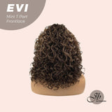 Nichole's Selection -15 Inches Deep Curly Brown Side Part Mini T Part Frontlace Glueless Wig EVI