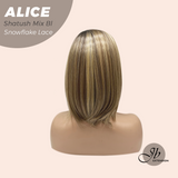 JBEXTENSION 12 Inches Shatush Mix Blonde Pre-Cut Side Part Snowflake Lace Frontlace Glueless Wig ALICE SHATUSH MIX BLONDE