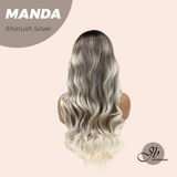 JBEXTENSION 26 pulgadas mezcla rubia con onda corporal de raíz oscura con flequillo MANDA