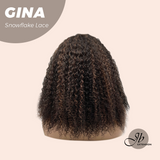 JBEXTENSION 16 Inches Deep Curly Black with Brown Highlight Pre-Cut Snowflake Lace Frontlace Glueless Wig GINA SNOWFLAKE【PERMATEASE】
