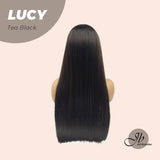 JBEXTENSION 24 Inches Tea Black Darkest Brown Wig With Bangs LUCY TEA BLACK