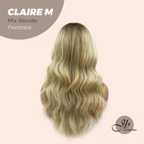 JBEXTENSION Peluca de encaje frontal precortada rubia mezcla de ondas corporales de 22 pulgadas CLAIRE M BLONDE