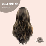 JBEXTENSION 22 Inches Body Wave Brown With Highlight Pre-Cut Frontlace Wig CLAIRE LACE M