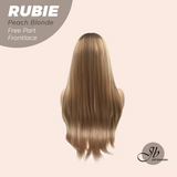 JBEXTENSION 30 Inches Peach Blonde Long Straight Fiber X, Tangle Less Pre-Cut Free Part Frontlae Glueless Wig RUBIE PEACH BLONDE