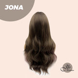 JBEXTENSION 24 Inches Brown With Pink Highlight Curly Wig With Bangs JONA