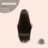 JBEXTENSION 28 Inches Brown Straight 13X3.5 Free Part Pre-Cut Frontlace Glueless Wig ARUONA BROWN