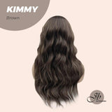 JBEXTENSION 24 Inches Brown With Highlight Body Wave With Bangs Wig KIMMY BROWN