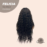 JBEXTENSION 28 Inches Extra Curly Tea Black Darkest Brown Long Pre-Cut Frontlace Glueless Wig FELICIA TEA BLACK