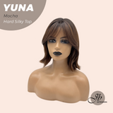 JBEXTENSION 12 Inches Scalpiana Mocha 3.5X4 Hard Silky Top Natural Scalp Effect Women Wig With Bangs YUNA MOCHA