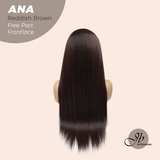 JBEXTENSION 28 Inches Reddish Brown Straight 13X6 Free Part Frontlace Glueless Wig ANA REDDISH BROWN