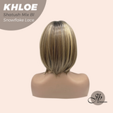 JBEXTENSION 12 Inches Bob Cut Shatush Mix Blonde Pre-Cut Snowflake Lace Frontlace Glueless Wig KHLOE SHATUSH MIX BLONDE【PERMATEASE】