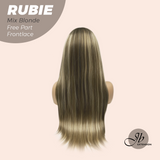 JBEXTENSION 30 Inches Mix Blonde With Highlight Long Straight Fiber X, Tangle Less Pre-Cut Free Part Frontlae Glueless Wig RUBIE MIX BLONDE