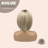 JBEXTENSION 12 Inches Bob Cut Mix Ash Blonde Pre-Cut Snowflake Lace Frontlace Glueless Wig KHLOE MIX ASH BLONDE【PERMATEASE】