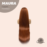 JBEXTENSION 38 Inches Super Long Straight Copper Pre-Cut Frontlace Wig MAURA COPPER