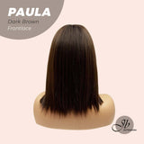 JBEXTENSION 12 Inches Bob Cut Chocolate Brown Straight Pre-Cut Frontlace Glueless Wig PAULA DARK BROWN