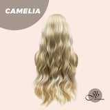 JBEXTENSION 30 Inches Long Body Wave Mix Blonde Wig With Bangs CAMELIA