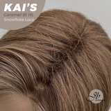 JBEXTENSION 18 Inches Caramel Blonde Highlight Pre-Cut Snowflake Lace Frontlace Glueless Wig KAI'S CARAMEL BLONDE HIGHLIGHT【PERMATEASE】【BENDY EAR TABS】