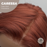 JBEXTENSION 22 Inches Copper Curly Wave 13X6 Pre-Cut Free Part Frontlae Glueless Wig CARESSA