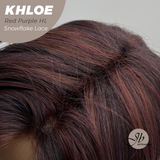 JBEXTENSION 12 Inches Bob Cut Red Purple Highlight Pre-Cut Snowflake Lace Frontlace Glueless Wig KHLOE RED PURPLE HIGHLIGHT【PERMATEASE】【BENDY EAR TABS】