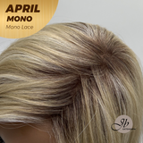 JBEXTENSION APRIL MONO Monofilament Handmade Wig 6X5 Full Monofilament Hand Tied Top Wig 18 Inches Mix Blonde Mono Lace Wig With Anti-slip Silicone Strips Glueless Wig APRIL MONO MIX BLONDE【BENDY EAR TABS】