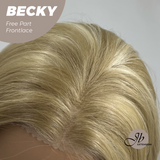 JBEXTENSION 28 Inches Blonde Curly Fiber X, Tangle Less Pre-Cut Free Part Frontlae Glueless Wig BECKY