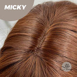 JBEXTENSION 26 Inches Copper Body Wave With Dark Root Wig With Bangs MICKY