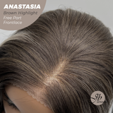 JBEXTENSION 20 Inches Brown Highlight Curly Pre-Cut 13X3 Lace Free Part Frontlace Glueless Wig ANASTASIA BROWN HIGHLIGHT