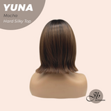 JBEXTENSION 12 Inches Scalpiana Mocha 3.5X4 Hard Silky Top Natural Scalp Effect Women Wig With Bangs YUNA MOCHA