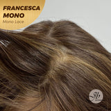 JBEXTENSION FRANCESCA MONO Full Monofilament Wig 15 Inches Brown With Highlight Curly Full Mono Lace Glueless Wig FRANCESCA MONO