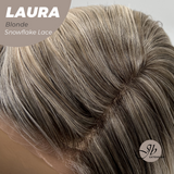 JBEXTENSION 14 Inches Blonde Pre-Cut Side Part Snowflake Lace Frontlace Glueless Wig LAURA SNOWFLAKE【BENDY EAR TABS】