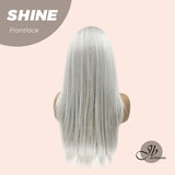 JBEXTENSION 25 Inches White Grey With Shine Highlight Straight Pre-Cut Frontlace Wig SHINE
