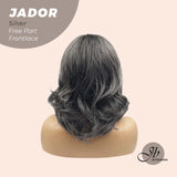 JBEXTENSION 10 Inches Silver Curly Lace Front Wig.Pre Plucked 13*4 HD Transparent Lace Frontal Handmade Futura Fiber Swiss Lace Synthetic Fiber Wig JADOR SILVER