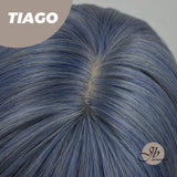 JBEXTENSION 17 Inches Dark Blue Straight Wig With Bangs TIAGO