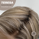 JBEXTENSION 18 Inches Venice Blonde Pre-Cut Snowflake Lace Frontlace Glueless Wig TERESA VENICE BLONDE【PERMATEASE】【BENDY EAR TABS】