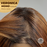 JBEXTENSION VERONICA MONO Full Monofilament Wig 12 Inches Auburn Wave Mono Lace Wig With Anti-slip Silicone Strips Glueless Wig VERONICA MONO AUBURN