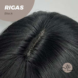 JBEXTENSION Peluca ondulada de cuerpo negro azabache de 20 pulgadas con flequillo RIGAS BLACK