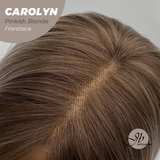 JBEXTENSION 26 Inches Straight Pinkish Blonde Highlight Pre-Cut Frontlace Glueless Wig CAROLYN