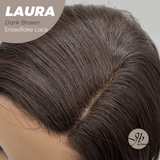 JBEXTENSION 14 Inches Dark Brown Pre-Cut Side Part Snowflake Lace Frontlace Glueless Wig LAURA SNOWFLAKE DARK BROWN【BENDY EAR TABS】