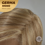 JBEXTENSION GERMA MONO Full Monofilament Handmade Full Lace Full Hand Tied Wig 14 Inches Honey Blonde Mono Lace Handmade Futura Fiber Wig Glueless Wig GERMA MONO