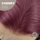 JBEXTENSION 30 Inches Dark Red With Blonde Highlight Straight Lace Front Wig.Pre Plucked 13*4 HD Transparent Lace Frontal Handmade Futura Fiber Swiss Lace Synthetic Fiber No Cut Lace Wig CHERRY