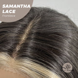 JBEXTENSION 12 Inches Grey With Blonde Highlight Wave Side Part Pre-Cut Frontlace Glueless Wig SAMANTHA LACE