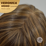 JBEXTENSION VERONICA MONO Full Monofilament Wig 12 Inches Caramel Wave Mono Lace Wig With Anti-slip Silicone Strips Glueless Wig VERONICA MONO CARAMEL