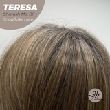 JBEXTENSION 18 Inches Shatush Mix Blonde Pre-Cut Snowflake Lace Frontlace Glueless Wig TERESA SHATUSH MIX BLONDE【PERMATEASE】【BENDY EAR TABS】