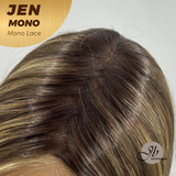 [PRE-ORDER] HOT OF SEASON -JBEXTENSION JEN MONO Monofilament Handmade Wig 6X5 Full Monofilament Hand Tied Top Wig 18 Inches Hazelnut Blonde Highlight Mono Lace Wig With Anti-slip Silicone Strips Glueless Wig JEN MONO