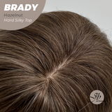 JBEXTENSION 12 Inches Scalpiana Wave Hazelnut 3.5X4 Hard Silky Top Natural Scalp Effect Wig with Bang BRADY HAZELNUT