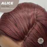 JBEXTENSION 12 Inches Dark Red Pre-Cut Side Part Snowflake Lace Frontlace Glueless Wig ALICE DARK RED【BENDY EAR TABS】