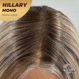 JBEXTENSION HILLARY MONO Full Monofilament Wig 16 Inches Blonde With Dark Root Straight Mono Lace Wig With Anti-slip Silicone Strips Glueless Wig Hillary Mono